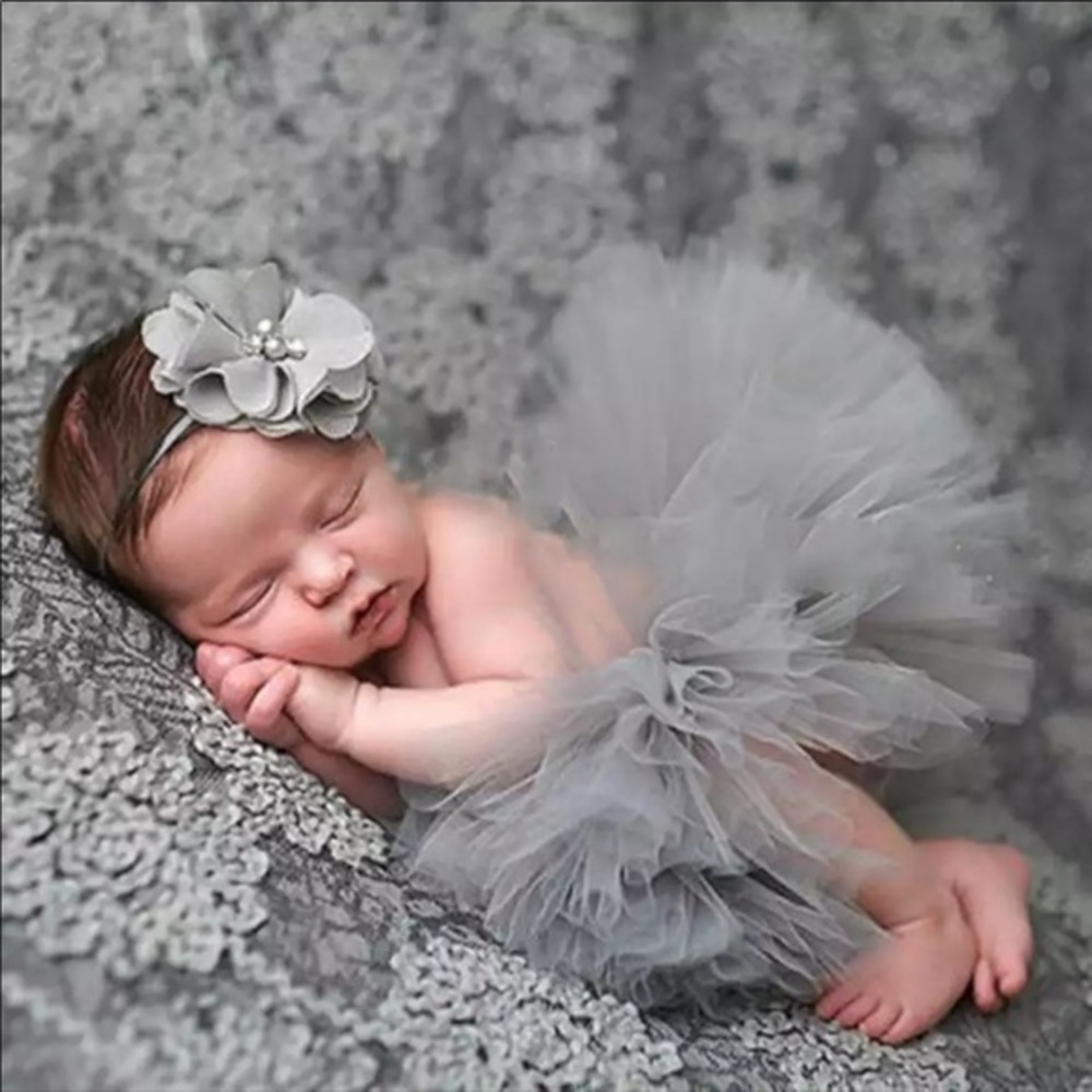 Grey tutu and headband photography prop